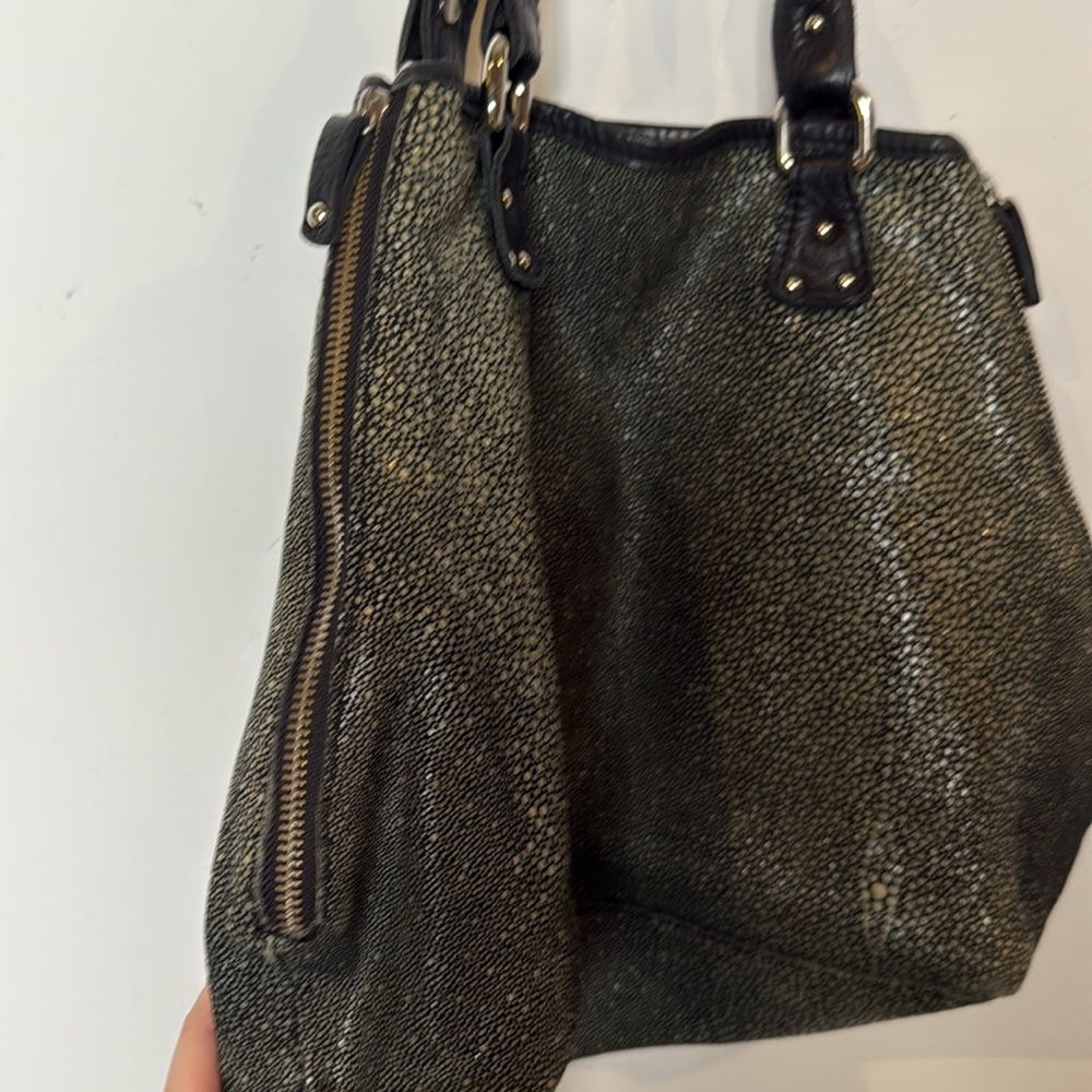 Vin Baker Women's Handbags Terra Italian Leather Speckled Green Shoulder Bag USA - Picture 7 of 16